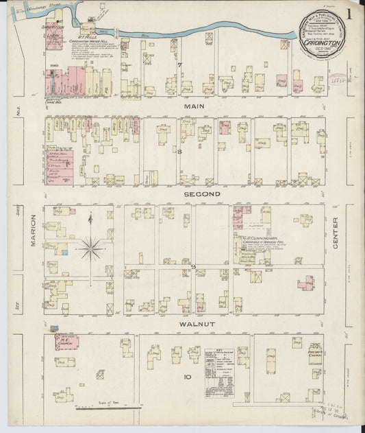 Sanborn Fire Insurance Map from Cardington, Morrow County, Ohio (1885), Sheet #0001 - Complete Map Set gallery image, historic Sanborn map, vintage wall art, Ohio Ohio