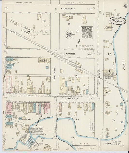 Sanborn Fire Insurance Map from Fergus Falls, Otter Tail County, Minnesota (1884), Sheet #0004 - Historic Sanborn Fire Insurance Map Print, vintage old map wall art, antique decor, genealogy gift, Minnesota Minnesota map
