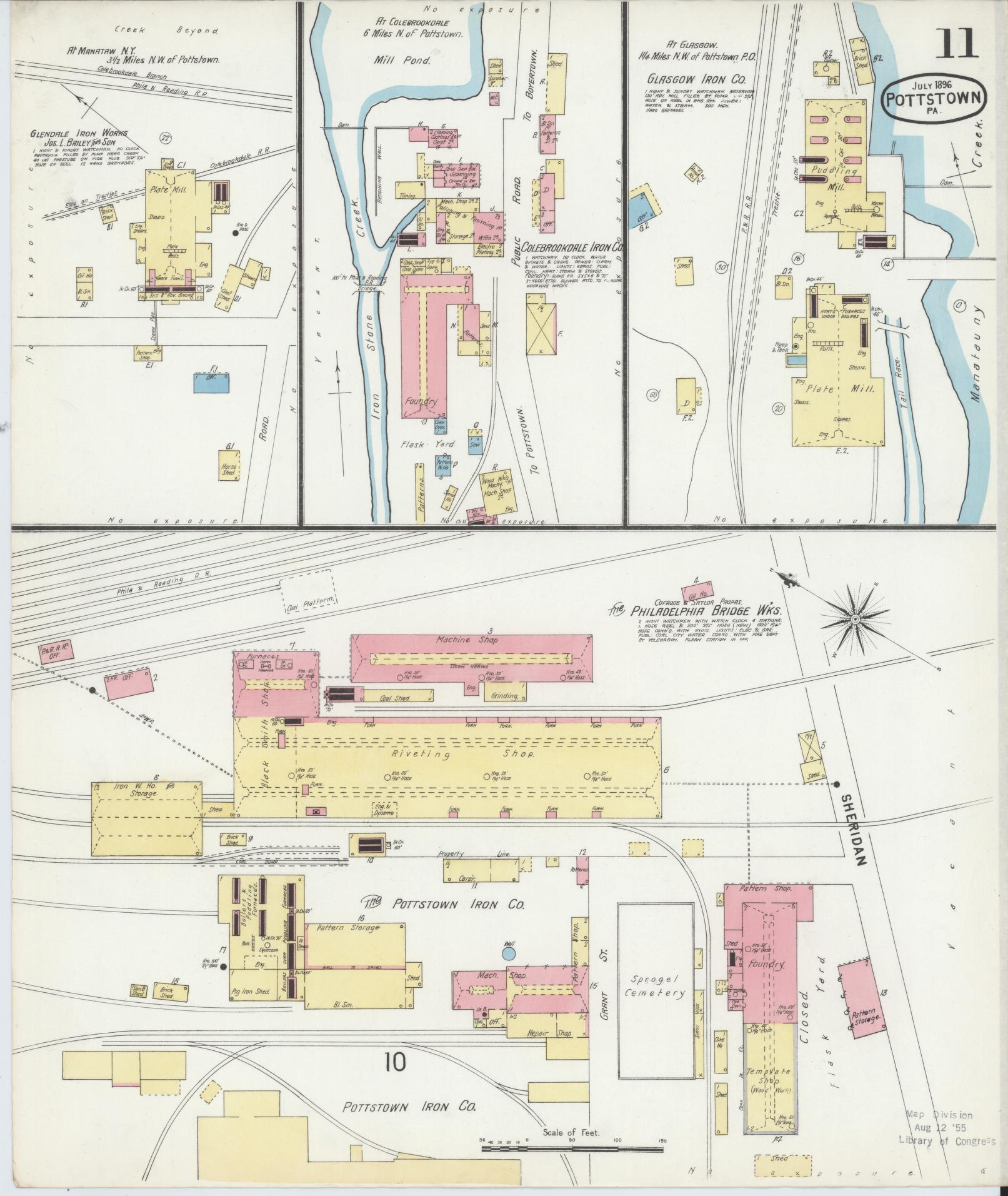 Sanborn Fire Insurance Map from Pottstown, Montgomery County, Pennsylvania (1896), Sheet #0011 - Complete Map Set gallery image, historic Sanborn map, vintage wall art, Pennsylvania Pennsylvania