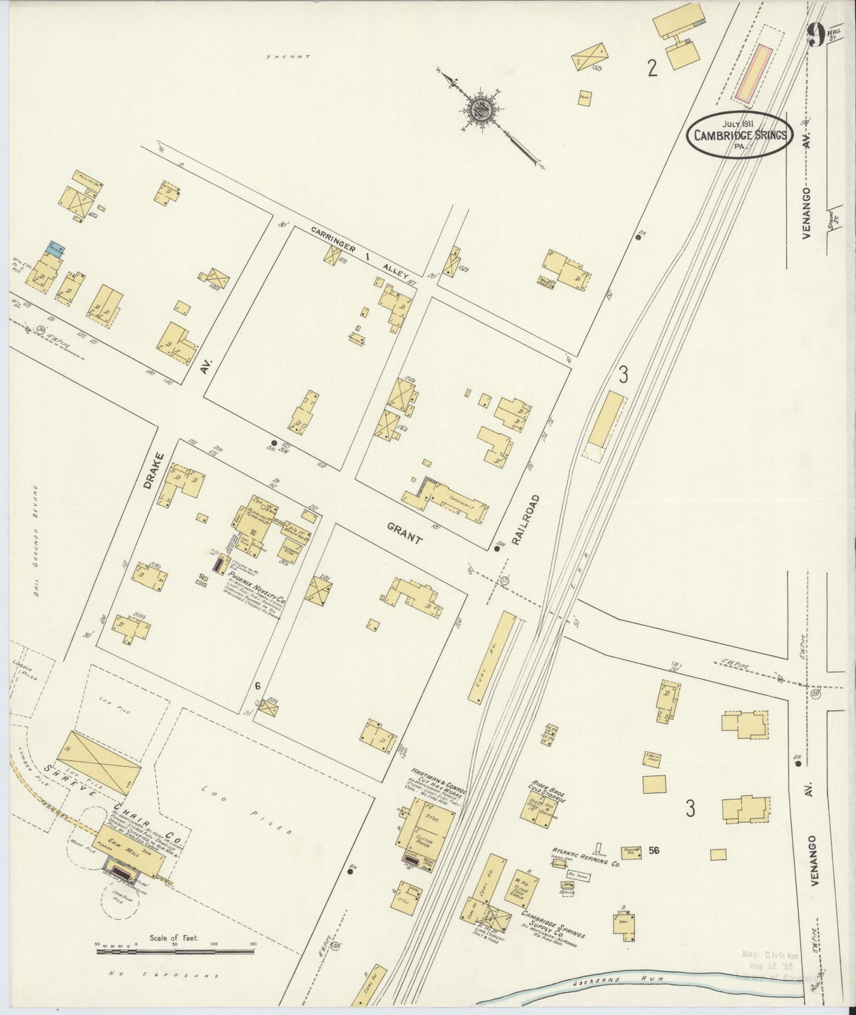 Sanborn Fire Insurance Map from Cambridge Springs, Crawford County, Pennsylvania (1911), Sheet #0009 - Complete Map Set gallery image, historic Sanborn map, vintage wall art, Pennsylvania Pennsylvania