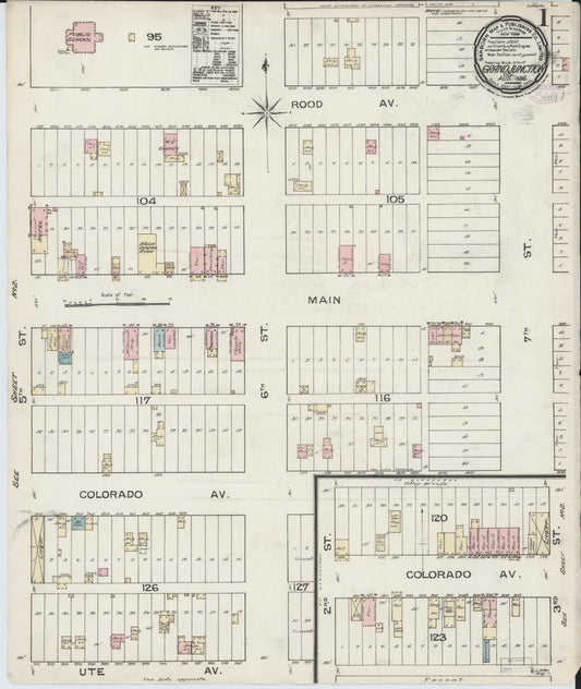 Sanborn Fire Insurance Map from Grand Junction, Mesa County, Colorado (1886), Sheet #0001 - Historic Sanborn Fire Insurance Map Print, vintage old map wall art, antique decor, genealogy gift, Colorado Colorado map