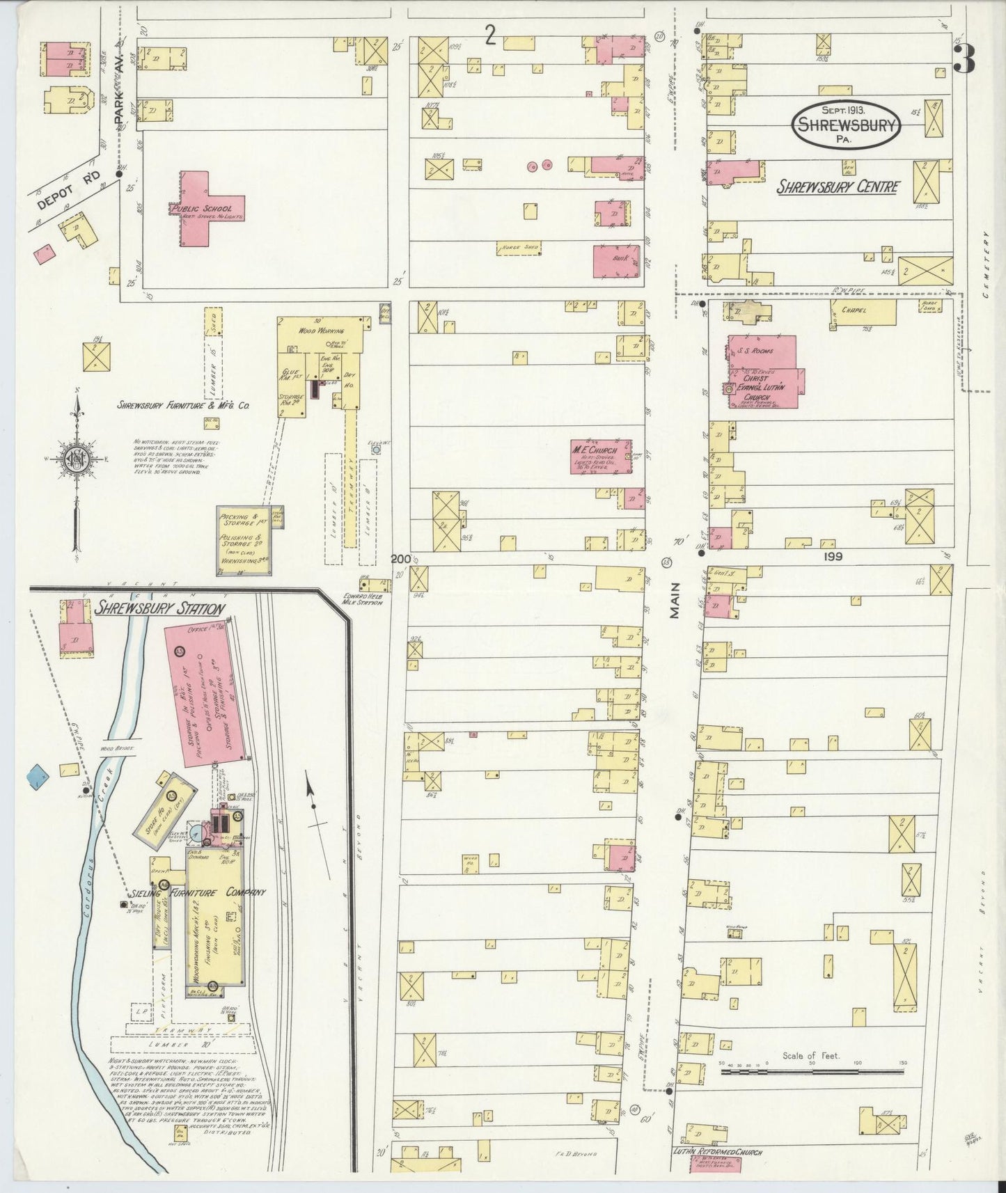 Sanborn Fire Insurance Map from Shrewsbury, York County, Pennsylvania (1913), Sheet #0003 - Complete Map Set gallery image, historic Sanborn map, vintage wall art, Pennsylvania Pennsylvania