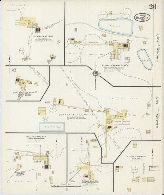 Sanborn Fire Insurance Map from Webb City, Jasper County, Missouri (1915), Sheet #0026 - Historic Sanborn Fire Insurance Map Print, vintage old map wall art, antique decor, genealogy gift, Missouri Missouri map
