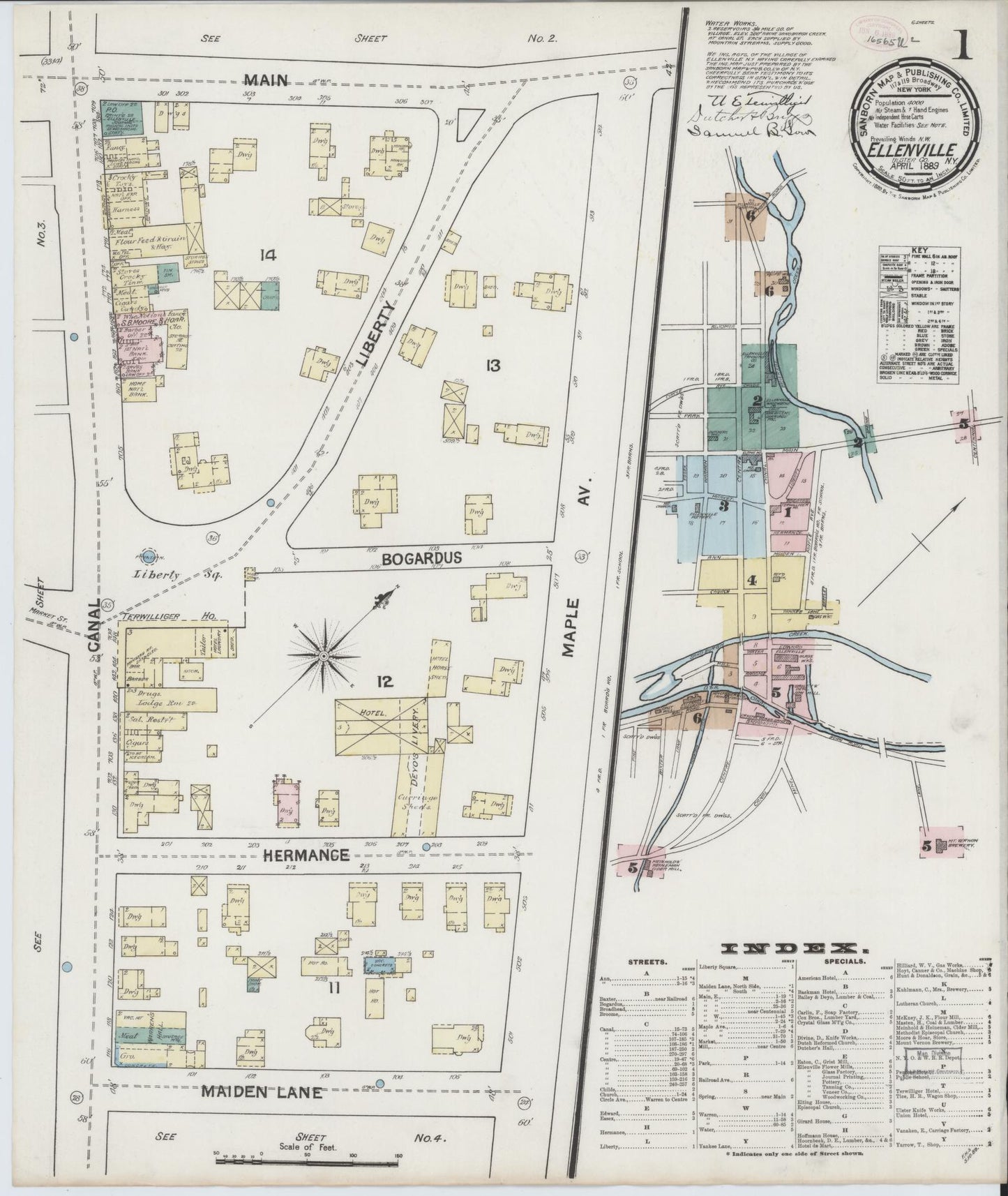 Sanborn Fire Insurance Map from Ellenville, Ulster County, New York. (1889) – Historic Sanborn Fire Insurance Map Print