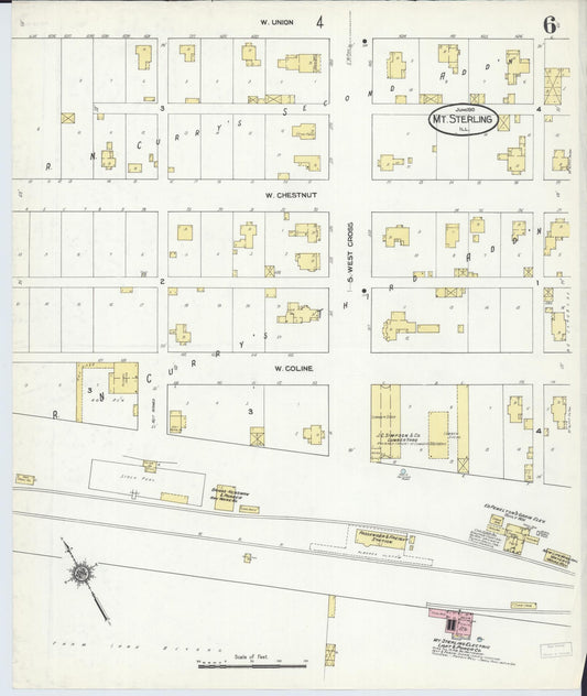Sanborn Fire Insurance Map from Mount Sterling, Brown County, Illinois (1910), Sheet #0006 - Historic Sanborn Fire Insurance Map Print, vintage old map wall art, antique decor, genealogy gift, Illinois Illinois map