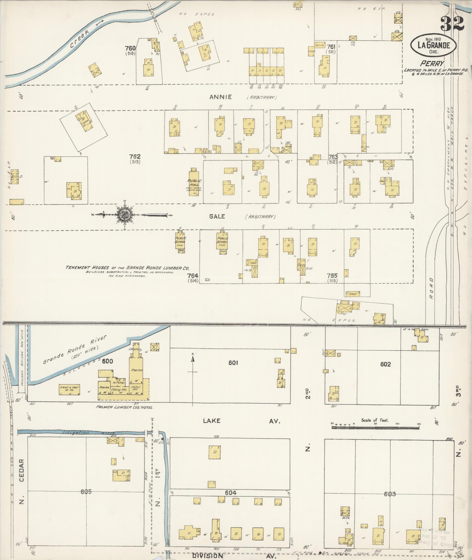 Sanborn Fire Insurance Map from La Grande, Union County, Oregon (1910), Sheet #0032 - Historic Sanborn Fire Insurance Map Print, vintage old map wall art, antique decor, genealogy gift, Oregon Oregon map