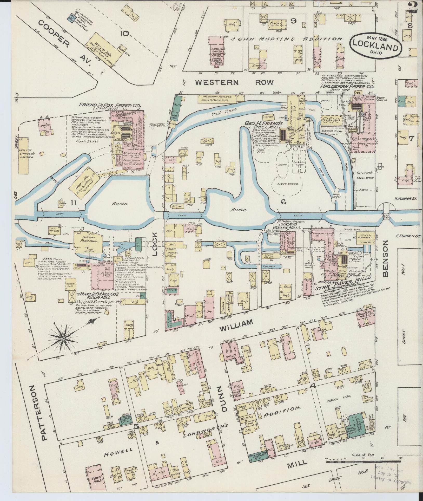 Sanborn Fire Insurance Map from Lockland, Hamilton County, Ohio (1886), Sheet #0002 - Historic Sanborn Fire Insurance Map Print, vintage old map wall art, antique decor, genealogy gift, Ohio Ohio map