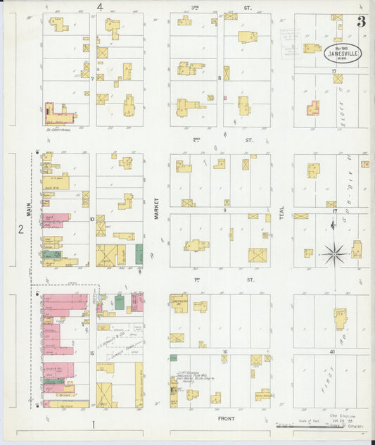 Sanborn Fire Insurance Map from Janesville, Waseca County, Minnesota (1900), Sheet #0003 - Historic Sanborn Fire Insurance Map Print, vintage old map wall art, antique decor, genealogy gift, Minnesota Minnesota map