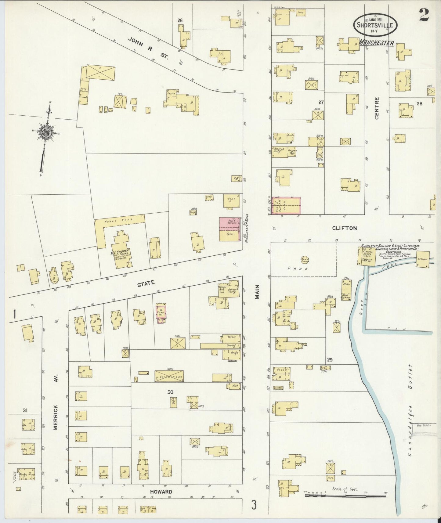 Sanborn Fire Insurance Map from Shortsville, Ontario County, New York. (1911), Sheet 2 – Historic Sanborn Fire Insurance Map Print