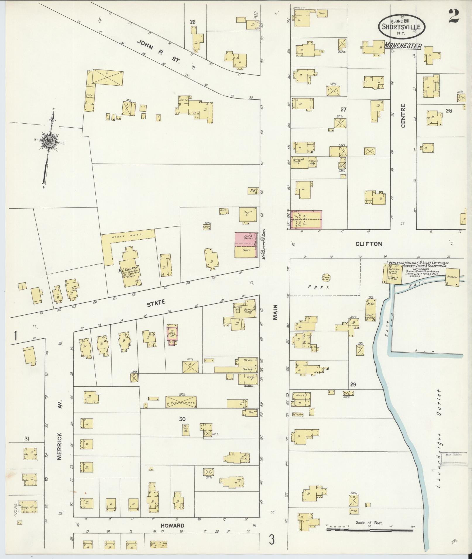 Sanborn Fire Insurance Map from Shortsville, Ontario County, New York. (1911), Sheet 2 – Historic Sanborn Fire Insurance Map Print