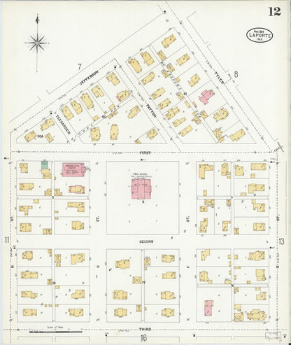 Sanborn Fire Insurance Map from La Porte, La Porte County, Indiana (1907), Sheet #0012 - Complete Map Set gallery image, historic Sanborn map, vintage wall art, Indiana Indiana