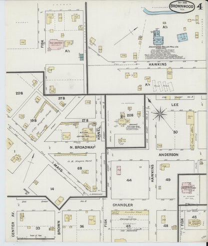 Sanborn Fire Insurance Map from Brownwood, Brown County, Texas (1888), Sheet #0004 - Complete Map Set gallery image, historic Sanborn map, vintage wall art, Texas Texas