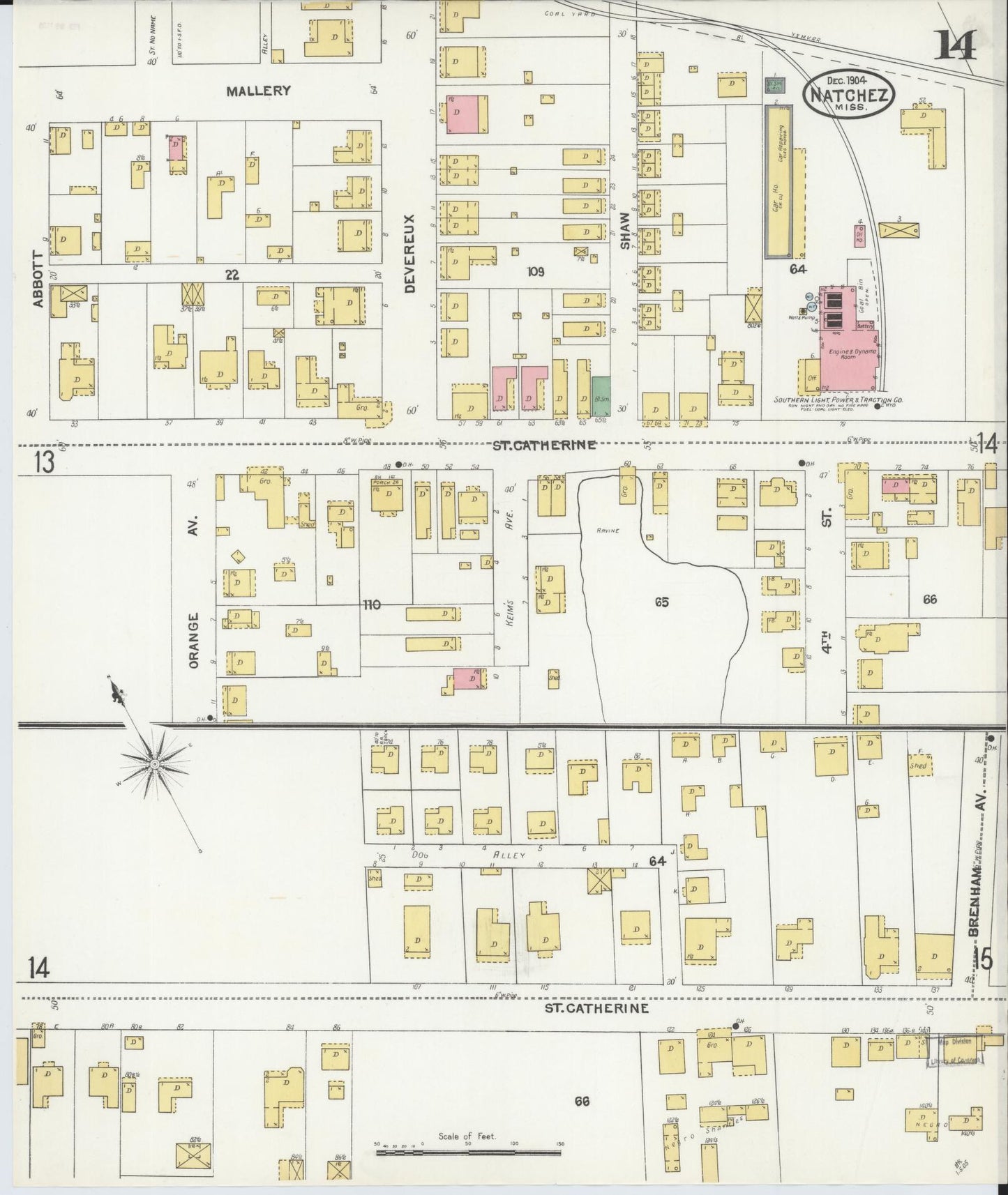 Sanborn Fire Insurance Map from Natchez, Adams County, Mississippi (1904), Sheet #0014 - Complete Map Set gallery image, historic Sanborn map, vintage wall art, Mississippi Mississippi