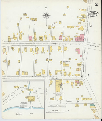 Sanborn Fire Insurance Map from Buckhannon, Upshur County, West Virginia (1904), Sheet #0002 - Complete Map Set gallery image, historic Sanborn map, vintage wall art, West Virginia West Virginia