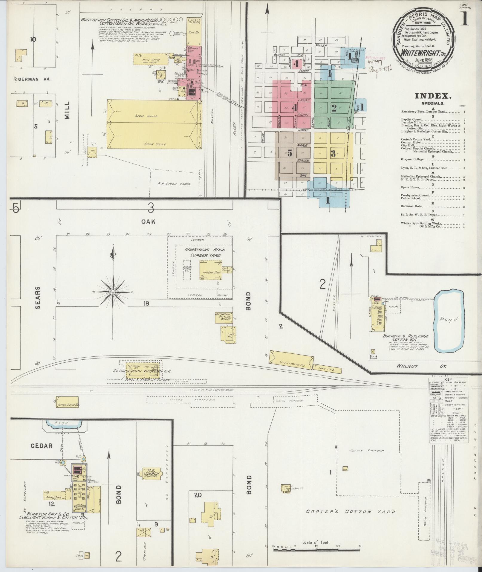 Sanborn Fire Insurance Map from Whitewright, Grayson County, Texas. (1896) – Historic Sanborn Fire Insurance Map Print