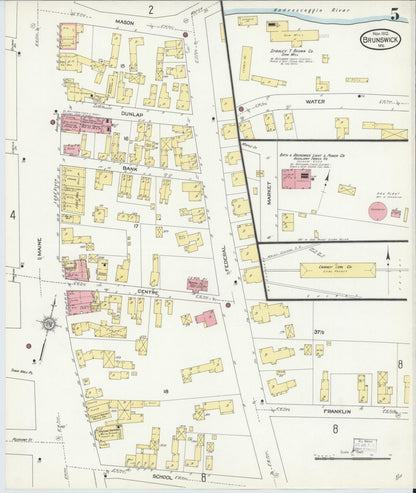 Sanborn Fire Insurance Map from Brunswick, Cumberland County, Maine (1912), Sheet #0005 - Complete Map Set gallery image, historic Sanborn map, vintage wall art, Maine Maine