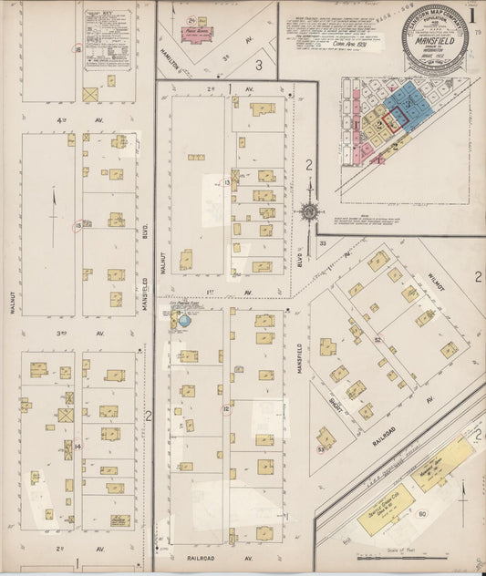 Sanborn Fire Insurance Map from Mansfield, Douglas County, Washington (1931), Sheet #0001 - Historic Sanborn Fire Insurance Map Print, vintage old map wall art, antique decor, genealogy gift, Washington Washington map