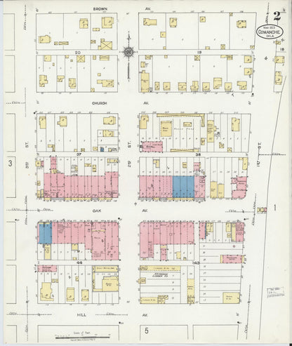 Sanborn Fire Insurance Map from Comanche, Stephens County, Oklahoma (1923), Sheet #0002 - Complete Map Set gallery image, historic Sanborn map, vintage wall art, Oklahoma Oklahoma