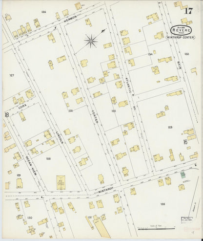 Sanborn Fire Insurance Map from Revere, Suffolk County, Massachusetts (1896), Sheet #0017 - Historic Sanborn Fire Insurance Map Print, vintage old map wall art, antique decor, genealogy gift, Massachusetts Massachusetts map