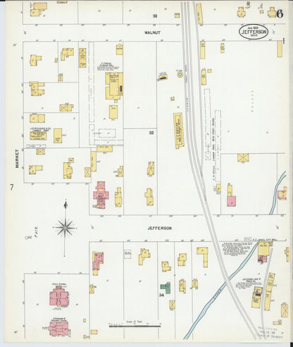 Sanborn Fire Insurance Map from Jefferson, Ashtabula County, Ohio (1902), Sheet #0006 - Historic Sanborn Fire Insurance Map Print, vintage old map wall art, antique decor, genealogy gift, Ohio Ohio map
