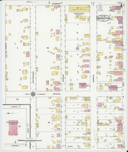 Sanborn Fire Insurance Map from Mascoutah, Saint Clair County, Illinois (1921), Sheet #0004 - Historic Sanborn Fire Insurance Map Print, vintage old map wall art, antique decor, genealogy gift, Illinois Illinois map