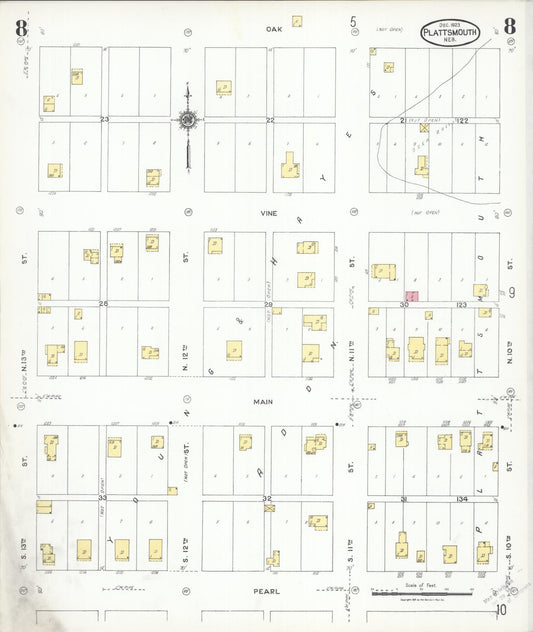 Sanborn Fire Insurance Map from Plattsmouth, Cass County, Nebraska (1923), Sheet #0008 - Historic Sanborn Fire Insurance Map Print, vintage old map wall art, antique decor, genealogy gift, Nebraska Nebraska map