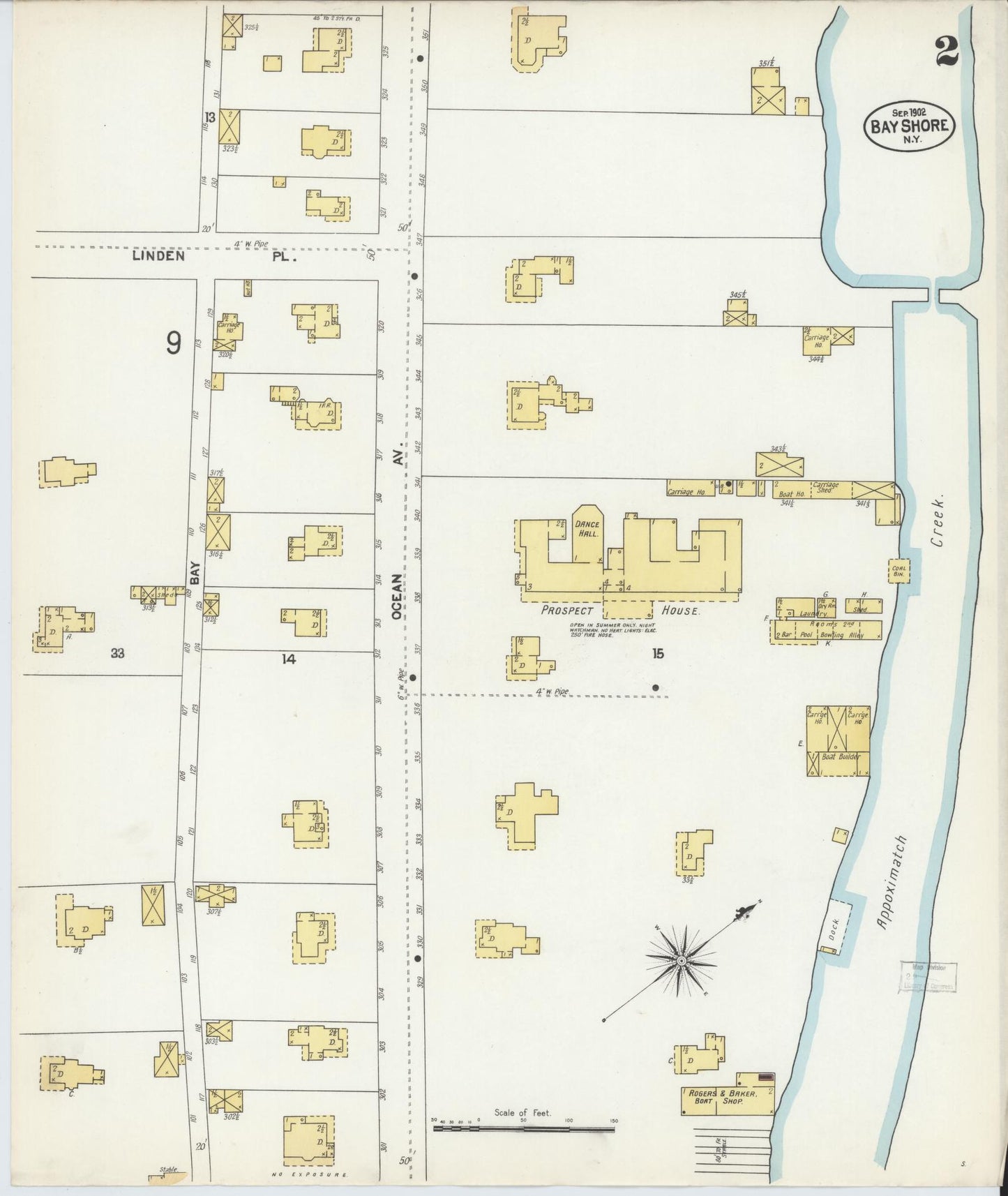 Sanborn Fire Insurance Map from Bay Shore, Suffolk County, New York (1902), Sheet #0002 - Complete Map Set gallery image, historic Sanborn map, vintage wall art, New York New York
