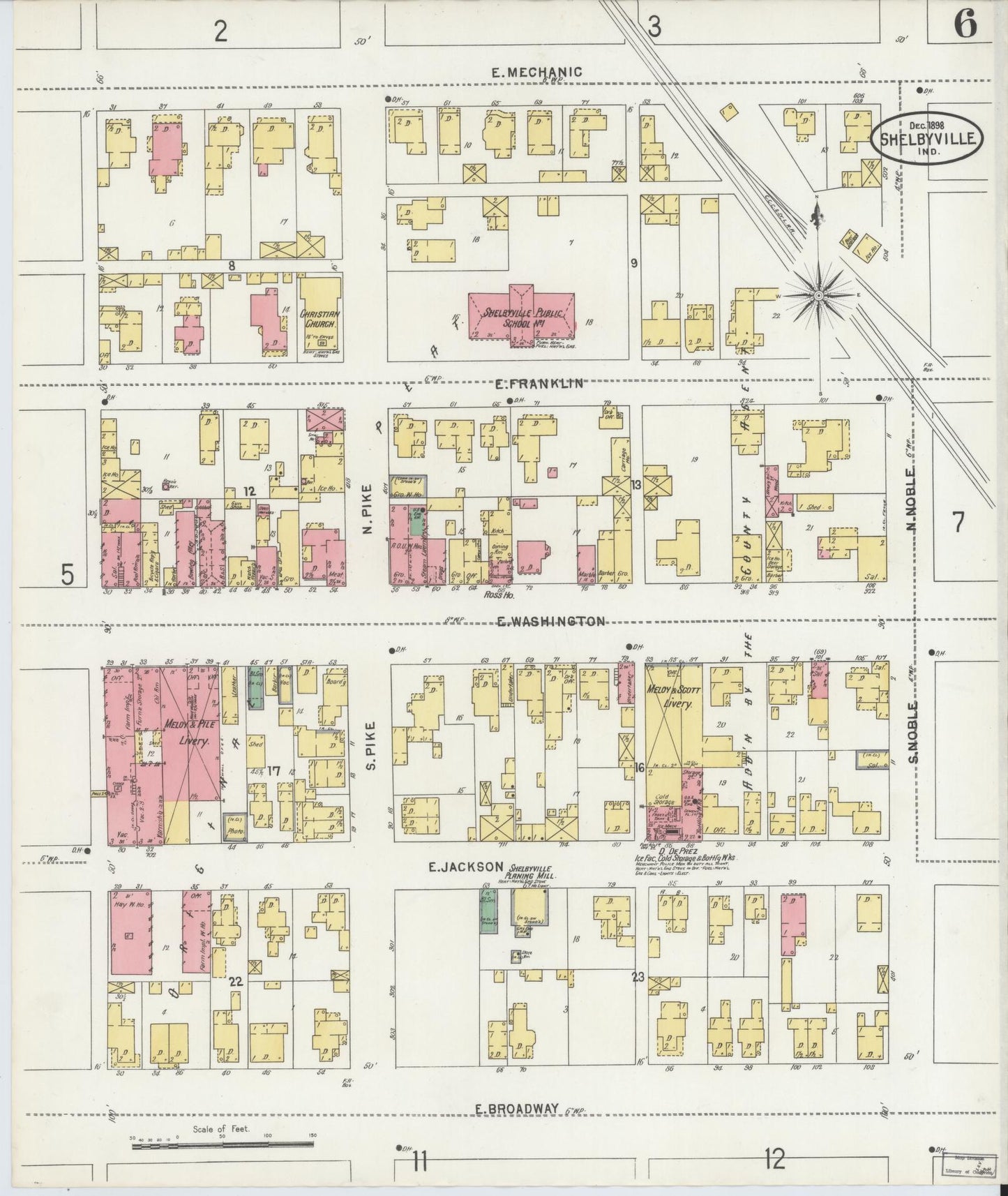 Sanborn Fire Insurance Map from Shelbyville, Shelby County, Indiana (1898), Sheet #0006 - Complete Map Set gallery image, historic Sanborn map, vintage wall art, Indiana Indiana