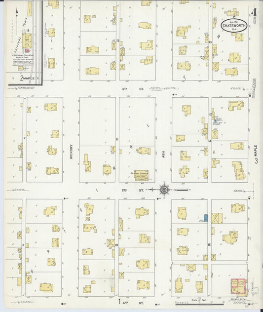 Sanborn Fire Insurance Map from Chatsworth, Livingston County, Illinois (1911), Sheet #0004 - Historic Sanborn Fire Insurance Map Print, vintage old map wall art, antique decor, genealogy gift, Illinois Illinois map