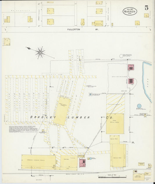 Sanborn Fire Insurance Map from Warren, Bradley County, Arkansas (1907), Sheet #0005 - Historic Sanborn Fire Insurance Map Print, vintage old map wall art, antique decor, genealogy gift, Arkansas Arkansas map
