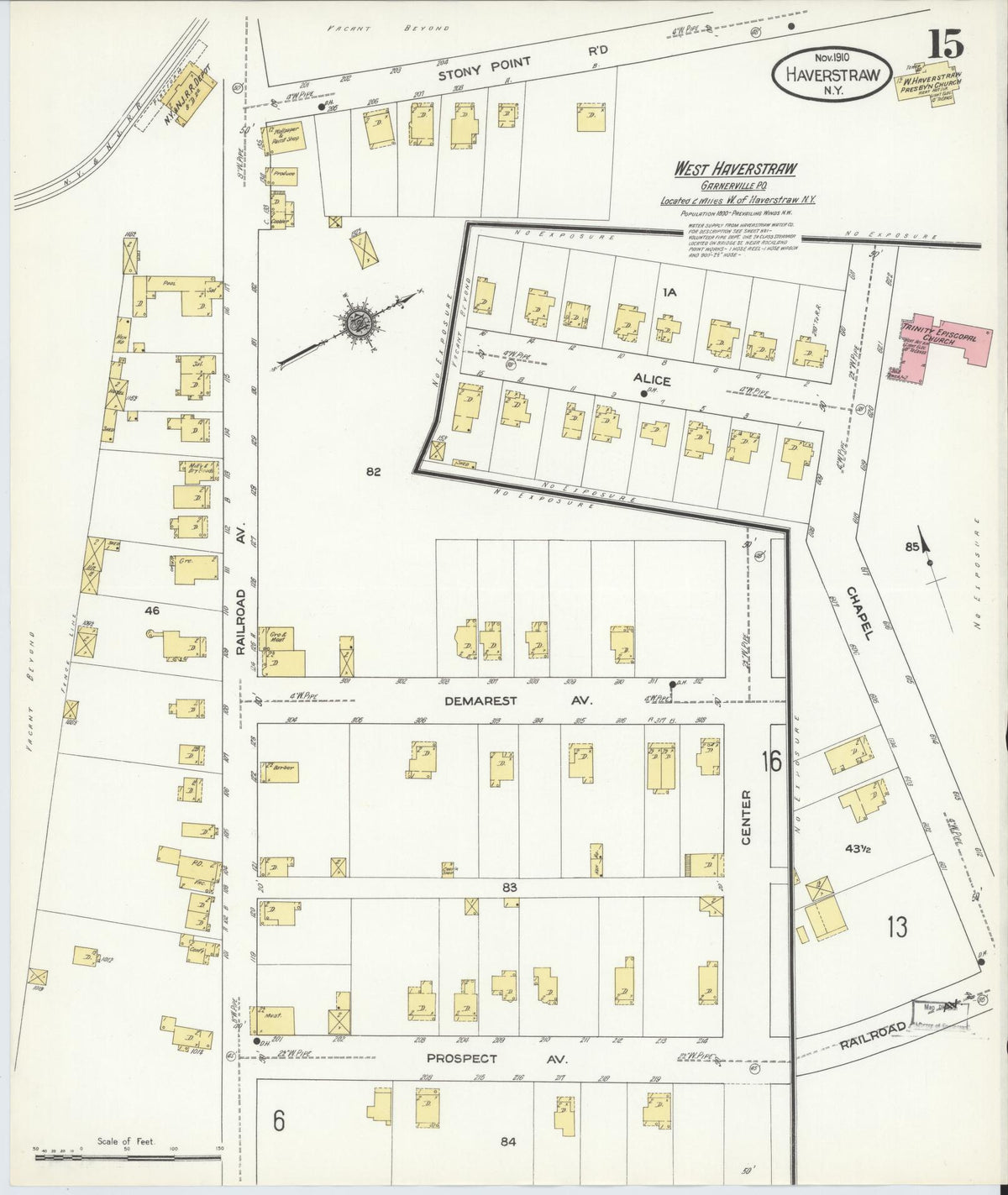 Sanborn Fire Insurance Map from Haverstraw, Rockland County, New York (1910), Sheet #0015 - Complete Map Set gallery image, historic Sanborn map, vintage wall art, New York New York