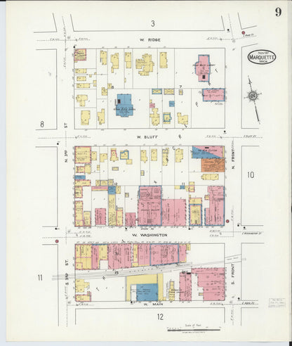 Sanborn Fire Insurance Map from Marquette, Marquette County, Michigan (1917), Sheet #0009 - Complete Map Set gallery image, historic Sanborn map, vintage wall art, Michigan Michigan