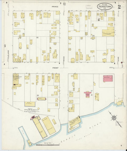Sanborn Fire Insurance Map from Georgetown, Georgetown County, South Carolina (1913), Sheet #0002 - Complete Map Set gallery image, historic Sanborn map, vintage wall art, South Carolina South Carolina
