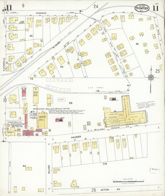 Sanborn Fire Insurance Map from Sumter, Sumter County, South Carolina (1923), Sheet #0011 - Historic Sanborn Fire Insurance Map Print, vintage old map wall art, antique decor, genealogy gift, South Carolina South Carolina map