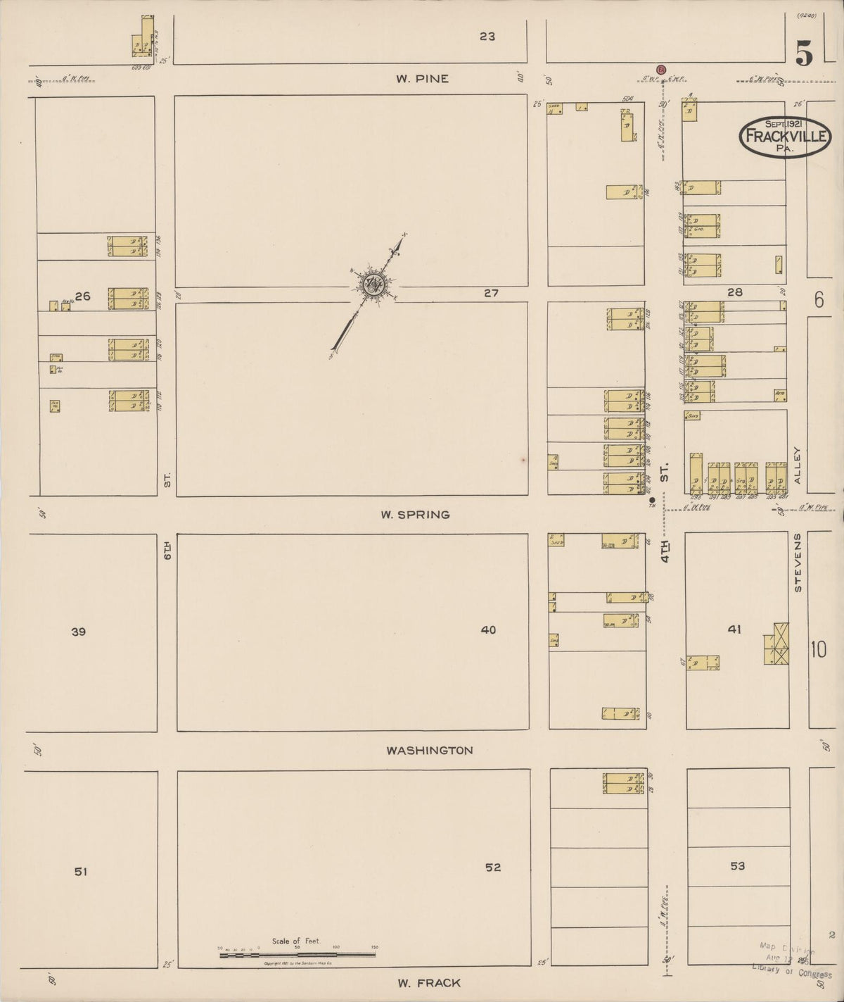 Sanborn Fire Insurance Map from Frackville, Schuylkill County, Pennsylvania (1921), Sheet #0005 - Complete Map Set gallery image, historic Sanborn map, vintage wall art, Pennsylvania Pennsylvania