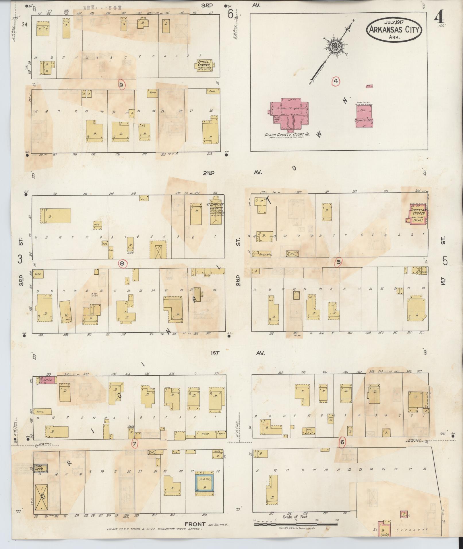 Sanborn Fire Insurance Map from Arkansas City, Desha County, Arkansas (1932), Sheet #0004 - Complete Map Set gallery image, historic Sanborn map, vintage wall art, Arkansas Arkansas