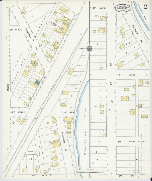 Sanborn Fire Insurance Map from Cohasset, Itasca County, Minnesota (1909), Sheet #0002 - Historic Sanborn Fire Insurance Map Print, vintage old map wall art, antique decor, genealogy gift, Minnesota Minnesota map