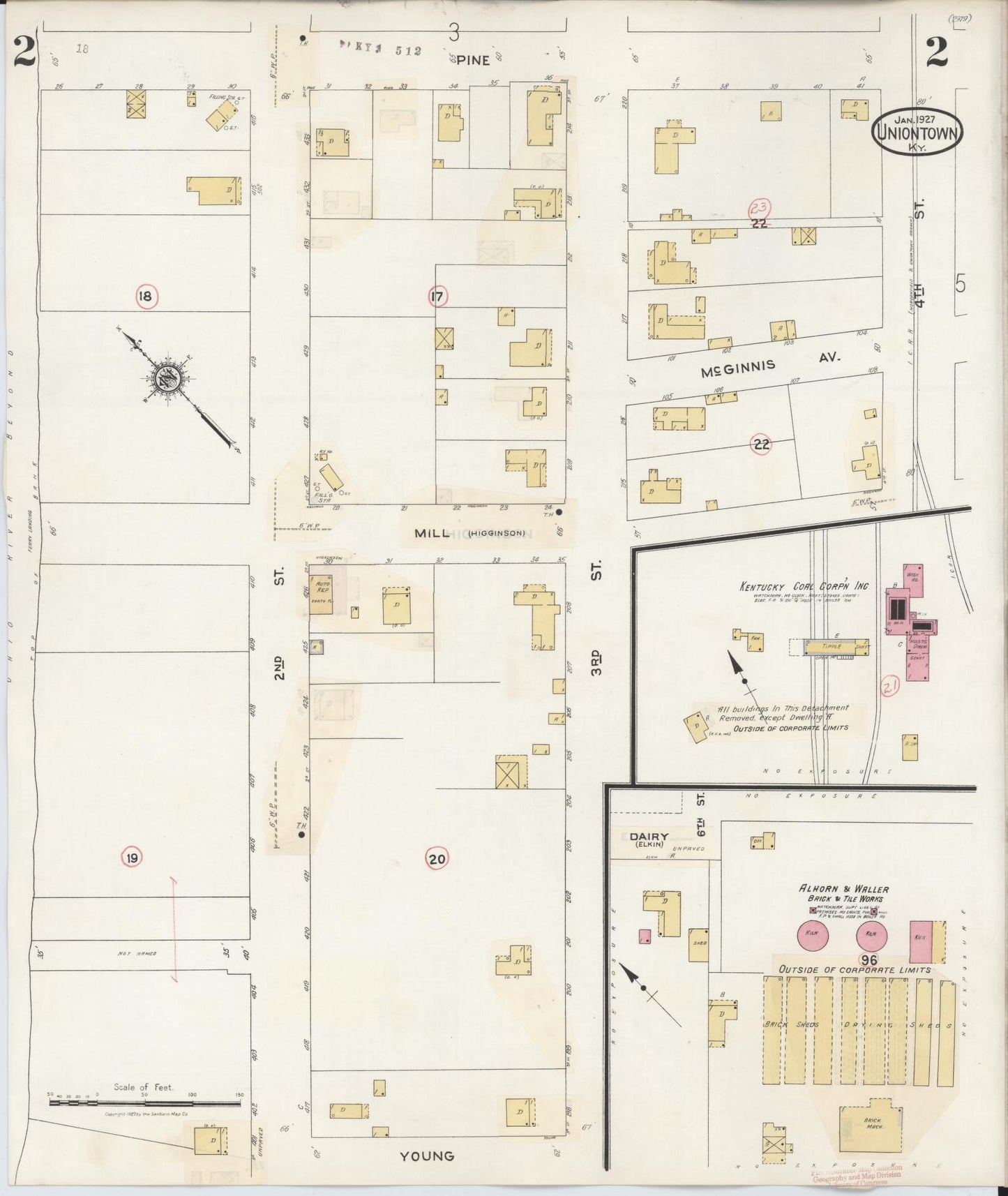 Sanborn Fire Insurance Map from Uniontown, Union County, Kentucky (1939), Sheet #0002 - Complete Map Set gallery image, historic Sanborn map, vintage wall art, Kentucky Kentucky
