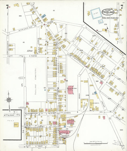 Sanborn Fire Insurance Map from Freeland, Luzerne County, Pennsylvania (1923), Sheet #0007 - Historic Sanborn Fire Insurance Map Print, vintage old map wall art, antique decor, genealogy gift, Pennsylvania Pennsylvania map