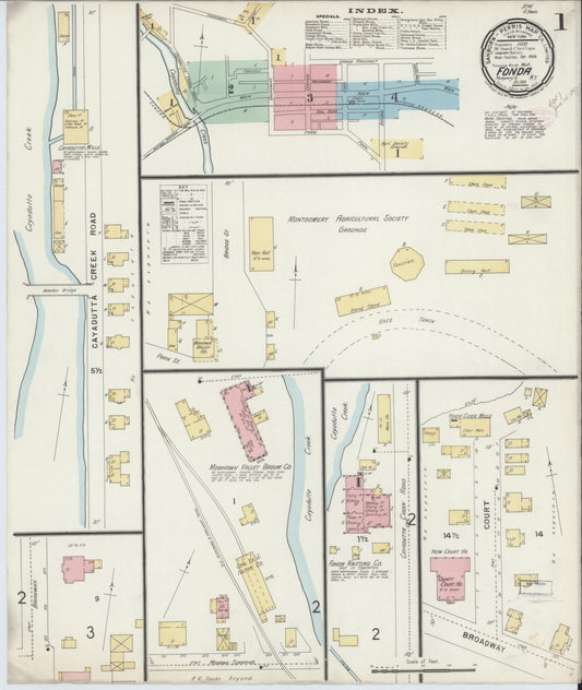 Sanborn Fire Insurance Map from Fonda, Montgomery County, New York (1896), Sheet #0001 - Complete Map Set gallery image, historic Sanborn map, vintage wall art, New York New York