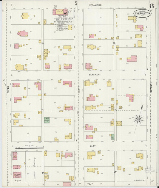 Sanborn Fire Insurance Map from Carrollton, Carroll County, Kentucky (1898), Sheet #0008 - Historic Sanborn Fire Insurance Map Print, vintage old map wall art, antique decor, genealogy gift, Kentucky Kentucky map