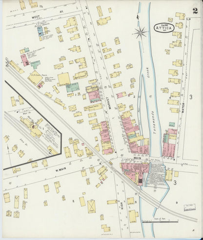 Sanborn Fire Insurance Map from Attica, Wyoming County, New York (1897), Sheet #0002 - Complete Map Set gallery image, historic Sanborn map, vintage wall art, Attica Wyoming