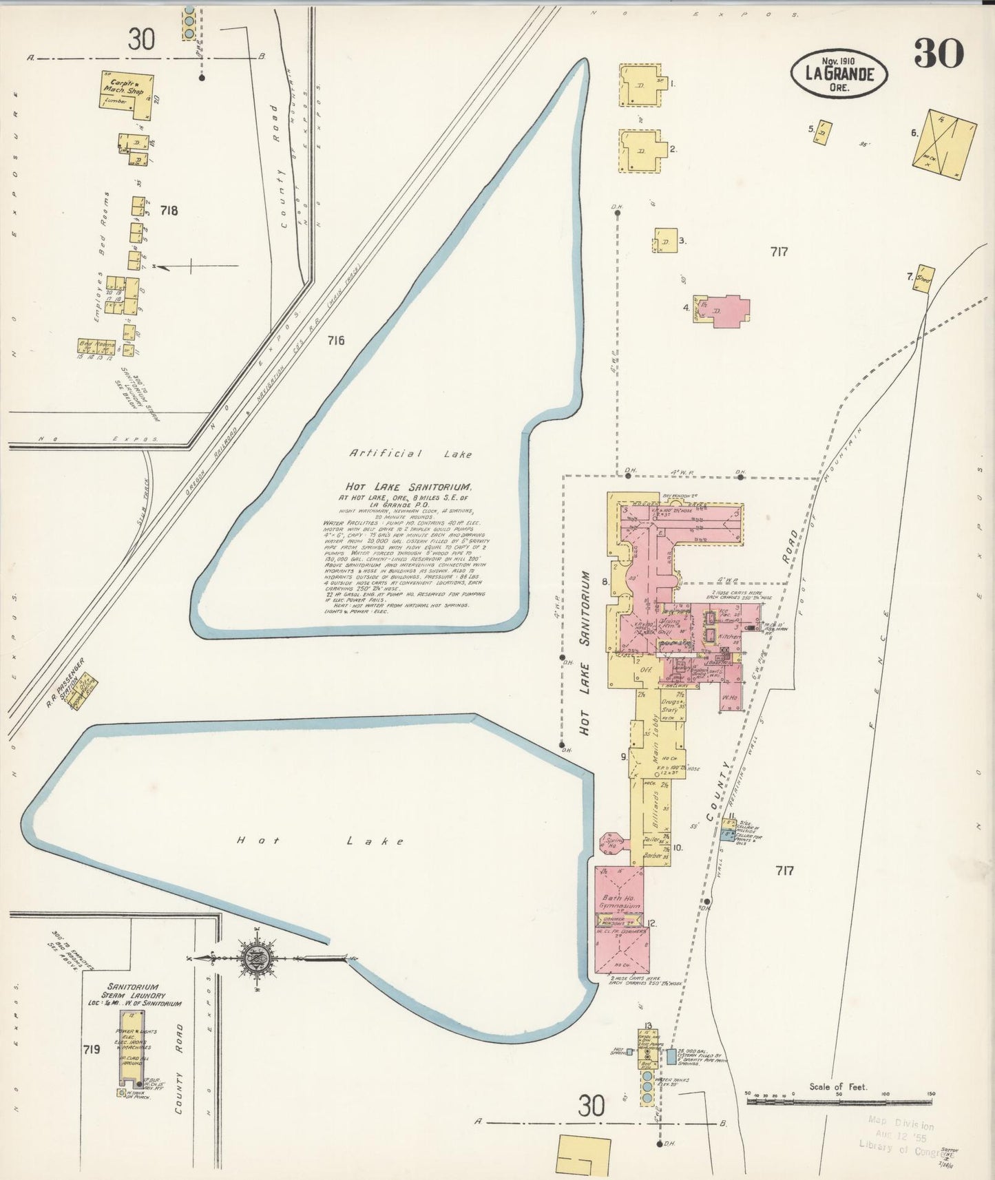 Sanborn Fire Insurance Map from La Grande, Union County, Oregon (1910), Sheet #0030 - Historic Sanborn Fire Insurance Map Print, vintage old map wall art, antique decor, genealogy gift, Oregon Oregon map