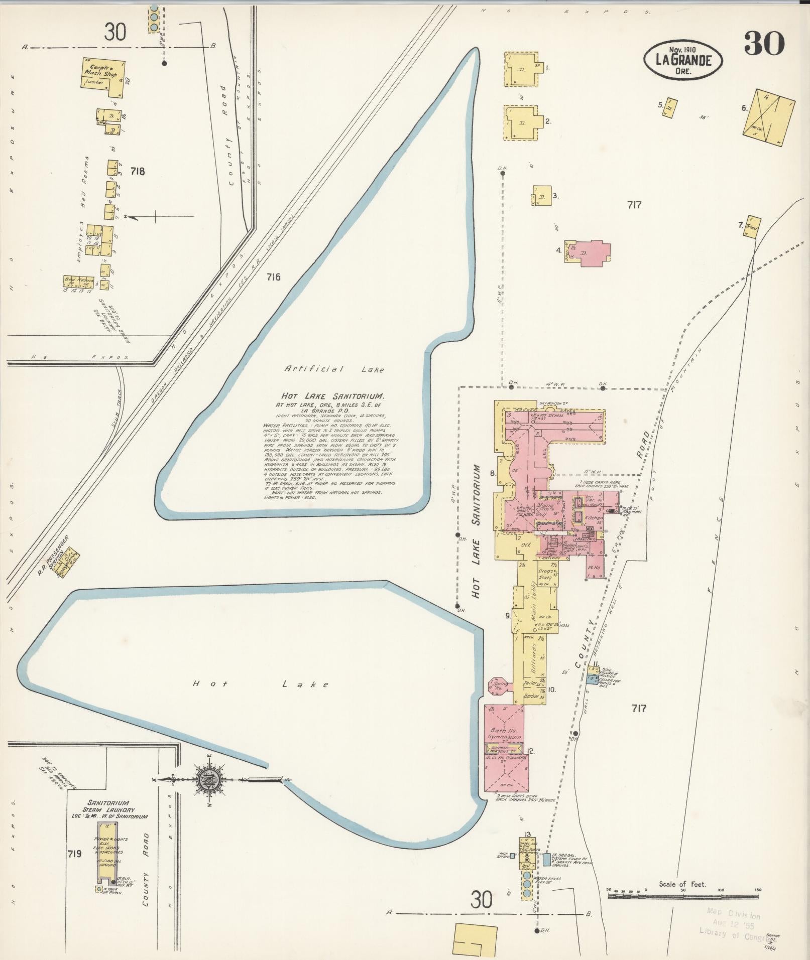 Sanborn Fire Insurance Map from La Grande, Union County, Oregon (1910), Sheet #0030 - Historic Sanborn Fire Insurance Map Print, vintage old map wall art, antique decor, genealogy gift, Oregon Oregon map