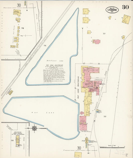 Sanborn Fire Insurance Map from La Grande, Union County, Oregon (1910), Sheet #0030 - Historic Sanborn Fire Insurance Map Print, vintage old map wall art, antique decor, genealogy gift, Oregon Oregon map