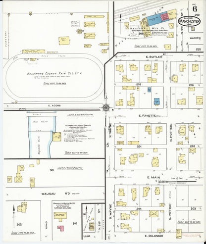 Sanborn Fire Insurance Map from Manchester, Delaware County, Iowa (1921), Sheet #0006 - Complete Map Set gallery image, historic Sanborn map, vintage wall art, Manchester Delaware