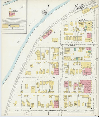 Sanborn Fire Insurance Map from Hinton, Summer County, West Virginia (1898), Sheet #0004 - Complete Map Set gallery image, historic Sanborn map, vintage wall art, West Virginia West Virginia