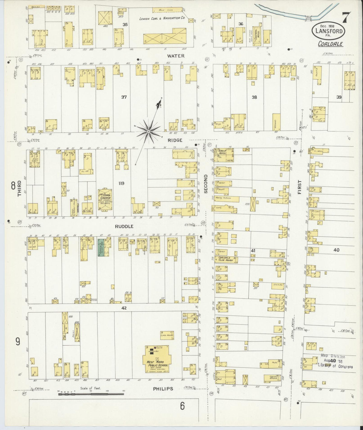 Sanborn Fire Insurance Map from Lansford, Carbon County, Pennsylvania (1908), Sheet #0007 - Complete Map Set gallery image, historic Sanborn map, vintage wall art, Pennsylvania Pennsylvania