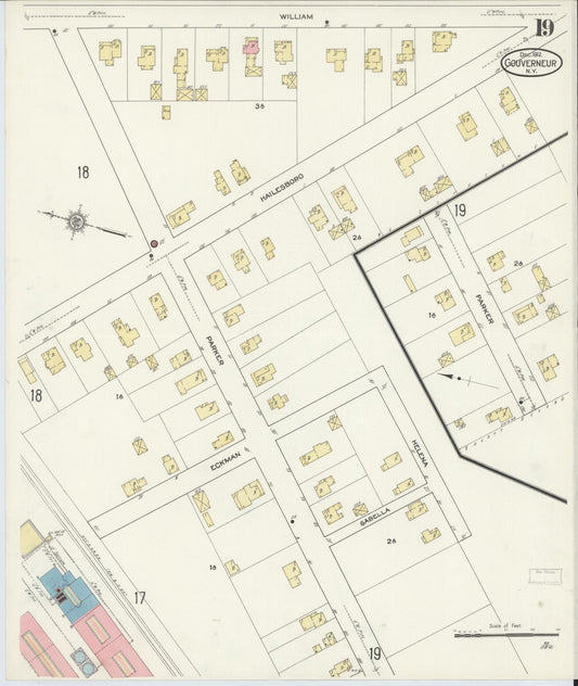 Sanborn Fire Insurance Map from Gouverneur, Saint Lawrence County, New York (1912), Sheet #0019 - Historic Sanborn Fire Insurance Map Print, vintage old map wall art, antique decor, genealogy gift, New York New York map