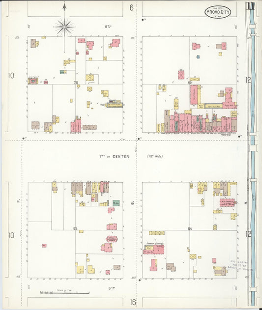 Sanborn Fire Insurance Map from Provo, Utah County, Utah (1900), Sheet #0011 - Historic Sanborn Fire Insurance Map Print, vintage old map wall art, antique decor, genealogy gift, Provo Utah map